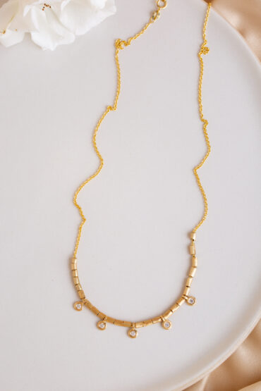 14K Gold Necklace set with 18K Gold Beads, 0.25 ct Diamonds - Image 2