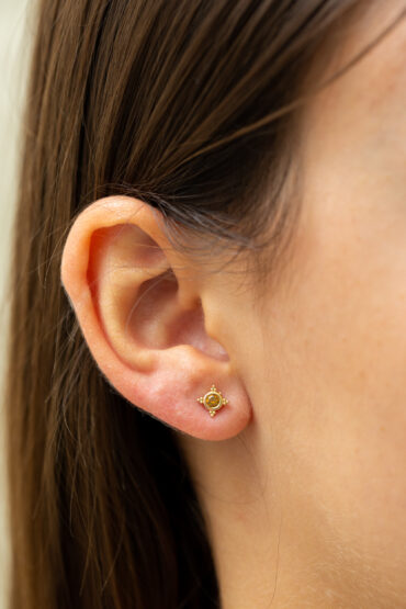 14K Gold Earrings set with 0.25 ct Champagne Diamonds - Image 2
