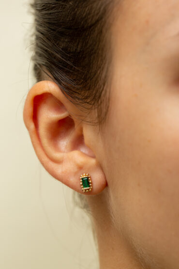 14K Gold Earrings set with Chrome Tourmaline - Image 2