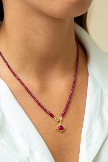 14K Gold Necklace set with Ruby Stones - Image 2