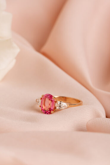 14K Rose Gold Ring, 0.30 ct Diamonds, Pink Tourmaline - Image 2