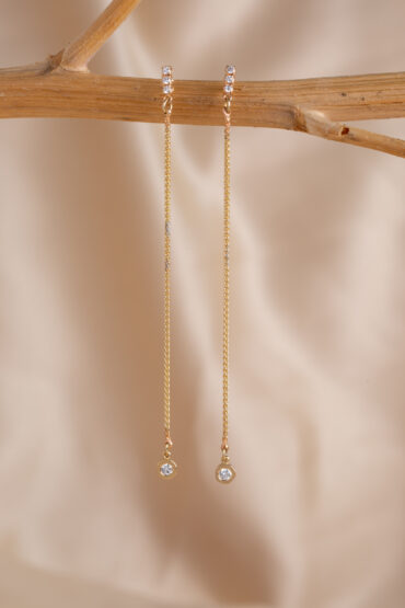 14K Gold Earrings set with 0.18 ct Diamonds - Image 2
