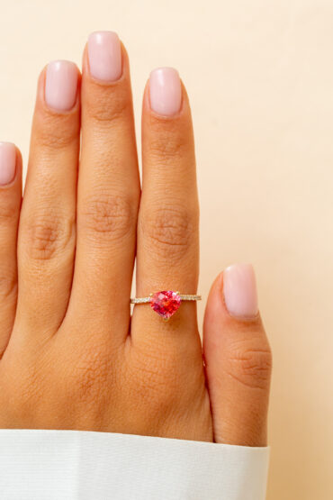 14K Gold Ring, 0.21 ct Diamonds, Pink Tourmaline - Image 3