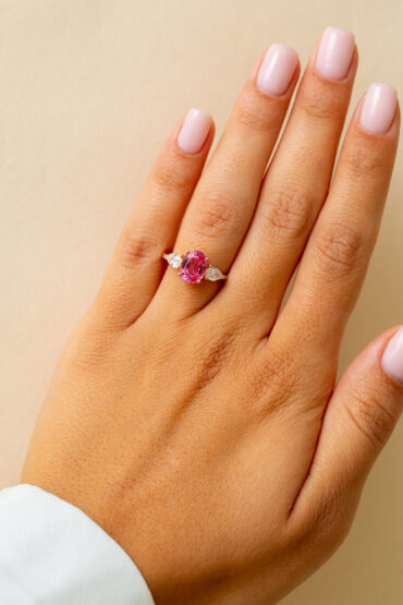 14K Rose Gold Ring, 0.30 ct Diamonds, Pink Tourmaline - Image 3