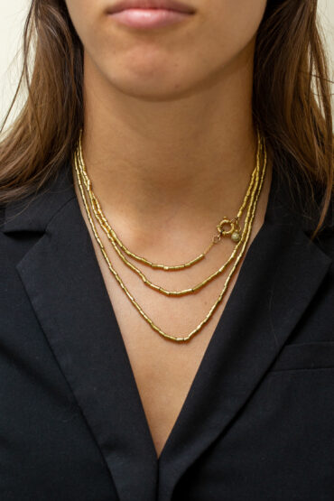 14K Gold Necklace set with Diamonds and 14K Gold Beads - Image 3