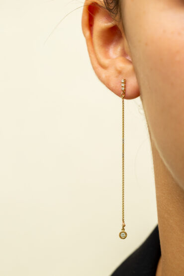 14K Gold Earrings set with 0.18 ct Diamonds - Image 3