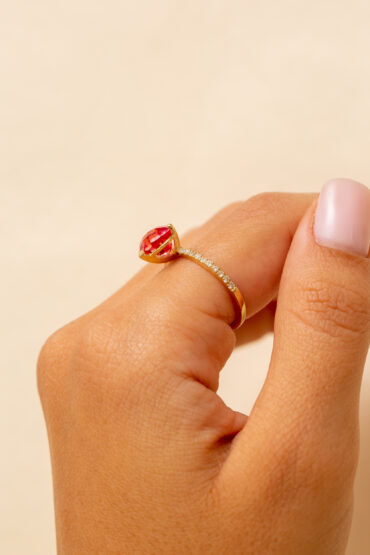 14K Gold Ring, 0.21 ct Diamonds, Pink Tourmaline - Image 4
