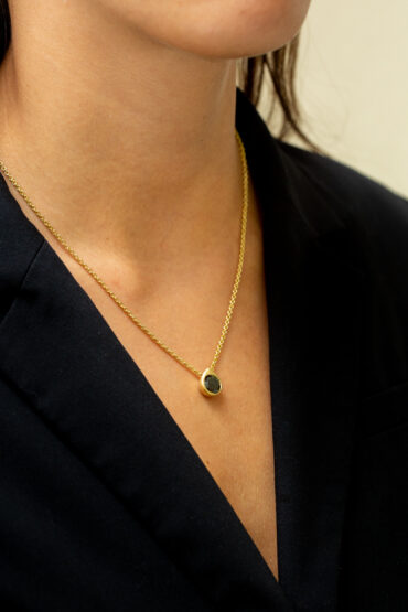 14K Gold Necklace set with 2 ct Black Diamond - Image 2