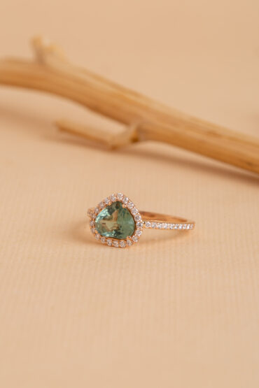 14K Rose Gold Ring, 0.45 ct Diamonds, Tourmaline - Image 2